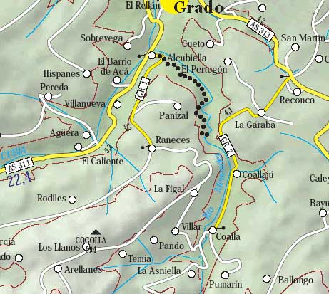 mapa de aproximadamente la mitas del recorrido